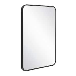 Isla 24 in. W x 36 in. H Rectangular Modern Metal Framed Wall Mounted Bathroom Vanity Mirror in Brushed Black