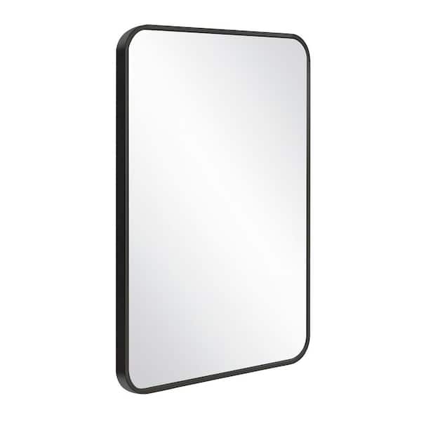 Design House Isla 24 in. W x 36 in. H Rectangular Modern Metal Framed Wall Mounted Bathroom Vanity Mirror in Brushed Black