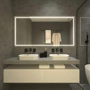 72 in. W x 36 in. H Rectangular Frameless LED Light Anti-Fog Wall Bathroom Vanity Mirror in Polished Crystal