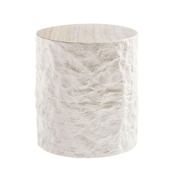 1-Piece 15.75 in. W x 15.75 in. D x 17.72 in. H Beige Fiberglass Side Table, Coffee Table for Outdoor and Indoor, Patio