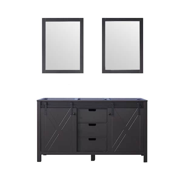 Lexora Marsyas 60 Inch Double Bathroom Vanity Cabinet In Brown With Mirror Lm342260dc00m24 The Home Depot