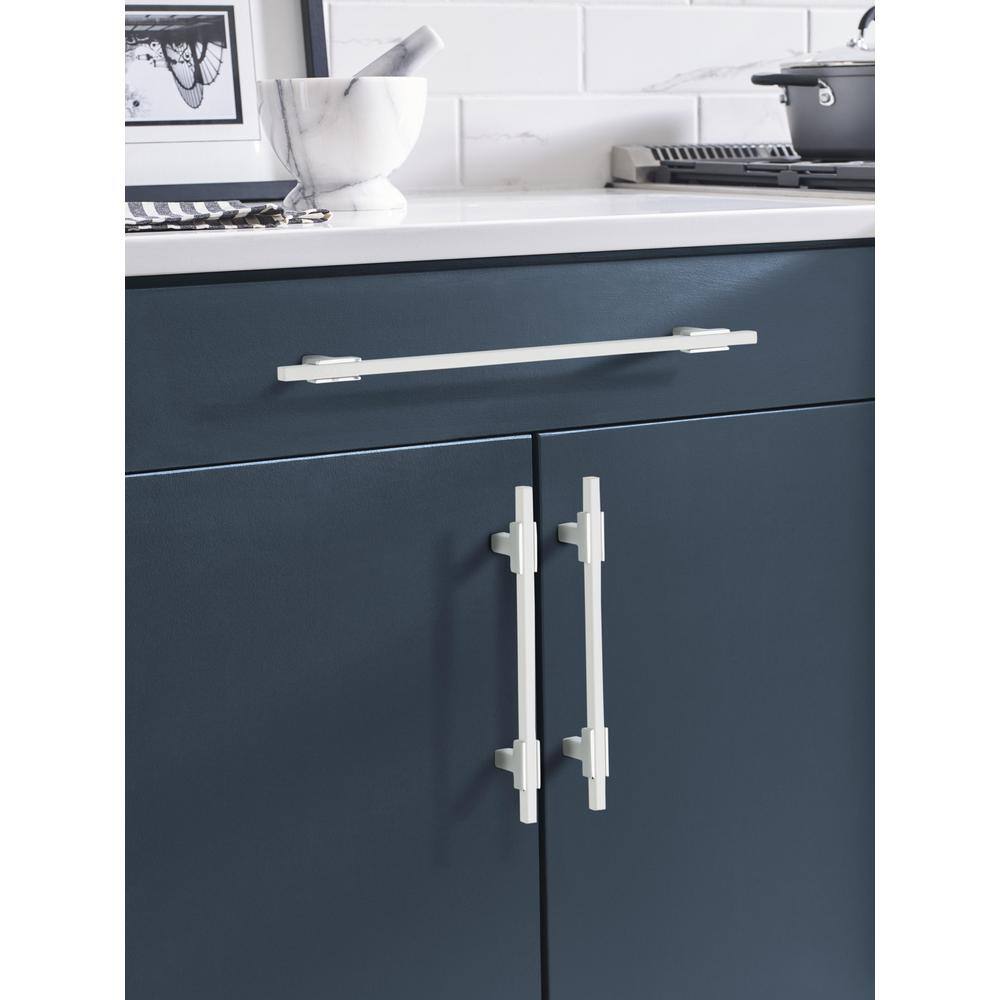 Urbanite 12.75" Polished Chrome and White Cabinet Bar Pull