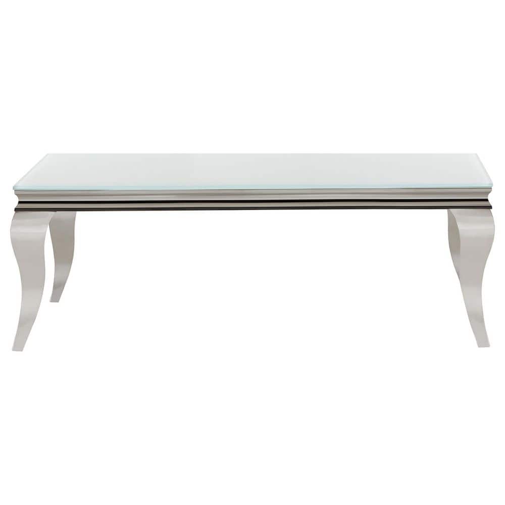 Coaster Carone 51.75 in. White and Chrome Rectangle Glass Top Coffee ...