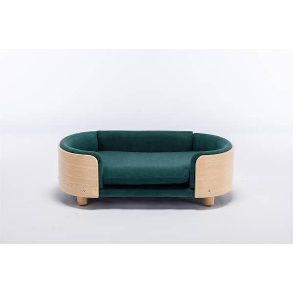 Foobrues Scandinavian Style Elevated Dog Bed Pet Sofa With Solid Wood Legs and Bent Wood Back for Small  to Medium Pet