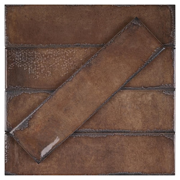 MOLOVO Iris Marron Brown 2.9 in. X 11.8 in. Polished Ceramic