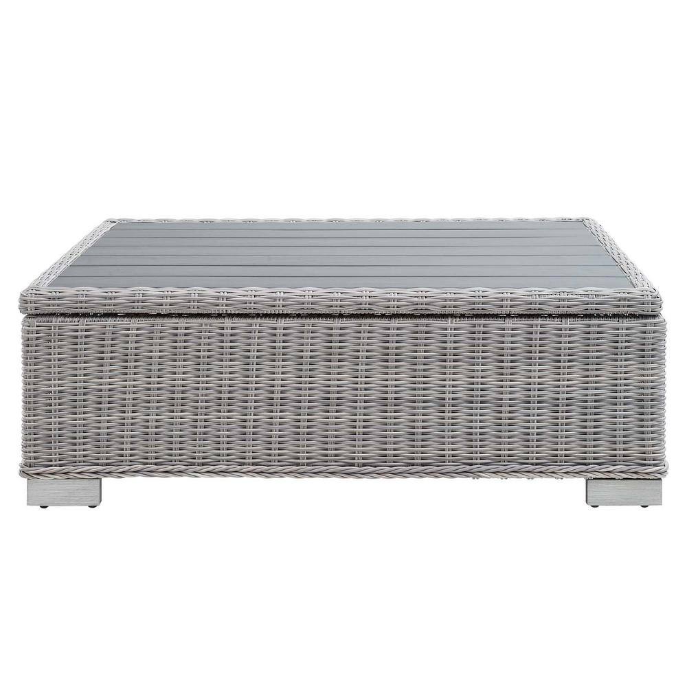Conway 45" Light Gray Synthetic Wicker Rattan Outdoor Coffee Table