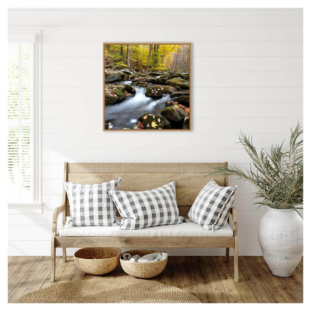 Autumn Rush Scenic Landscape Canvas Print with Maple Floater Frame