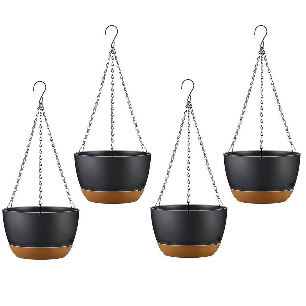 9.6 in. L x 9.6 in. W x 5.71 in. H Black Indoor/Outdoor Plastic Hanging Flower Plant Pot (4-Pack) price history on PriceWatchPro