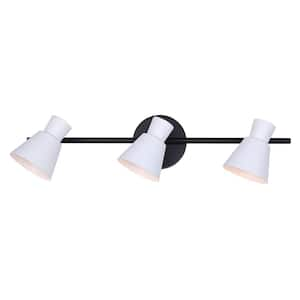 Radley 2 ft. Matte White Halogen Wall Mounted Hard Wired Track Lighting Kit with Cylinder Head