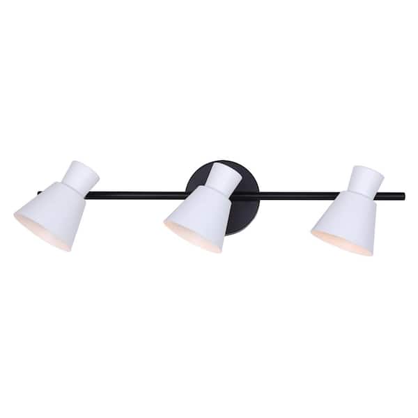 CANARM Radley 2 ft. Matte White Halogen Wall Mounted Hard Wired Track Lighting Kit with Cylinder Head