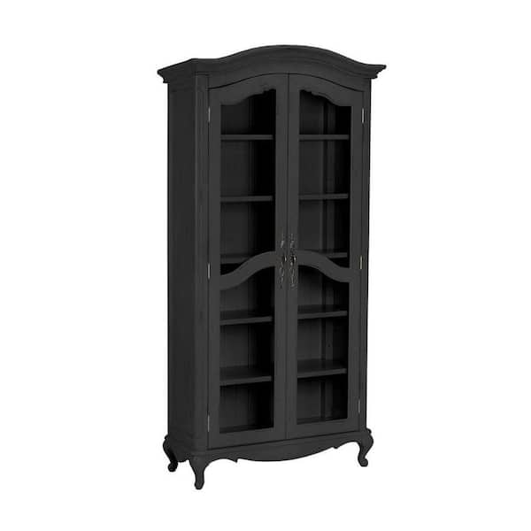 Unbranded Provence Black Glass Door Bookcase
