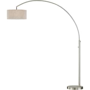Elena 80 in. Brushed Nickel LED Arch Floor Lamp with Dimmer