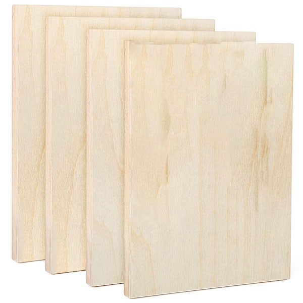 3/4 in. x 9 in. x 12 in. Birch Wood Unfinished Canvas Panels for Painting, Pouring Art, Crafts - 4-Pack