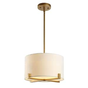 Rema 4-Watt 3-Light Brass/White Pendant Light with Cotton Shade