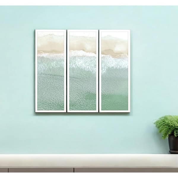 3-Piece Framed Graphic Print Nautical and Beach 37.00 in. x 13.00 in.