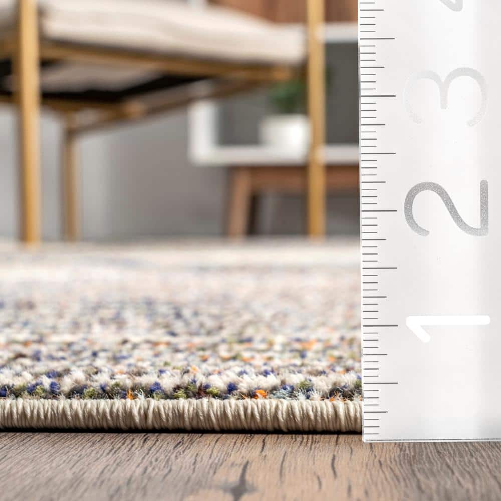 Adrienne Gray and Ivory Abstract Synthetic Runner Rug, 2' 6" x 8'