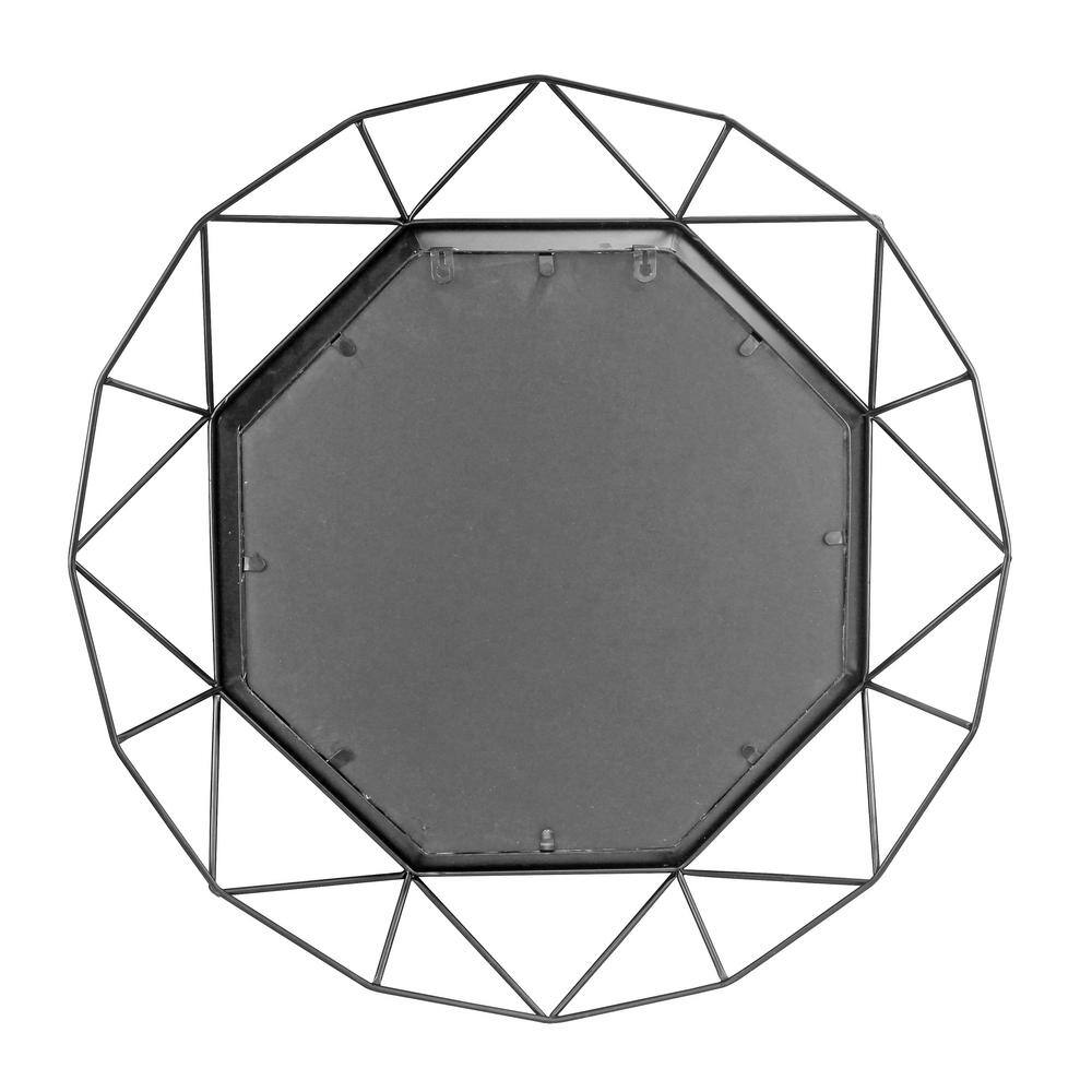 28" Black Geometric Metal Frame Octagon Wall Mirror