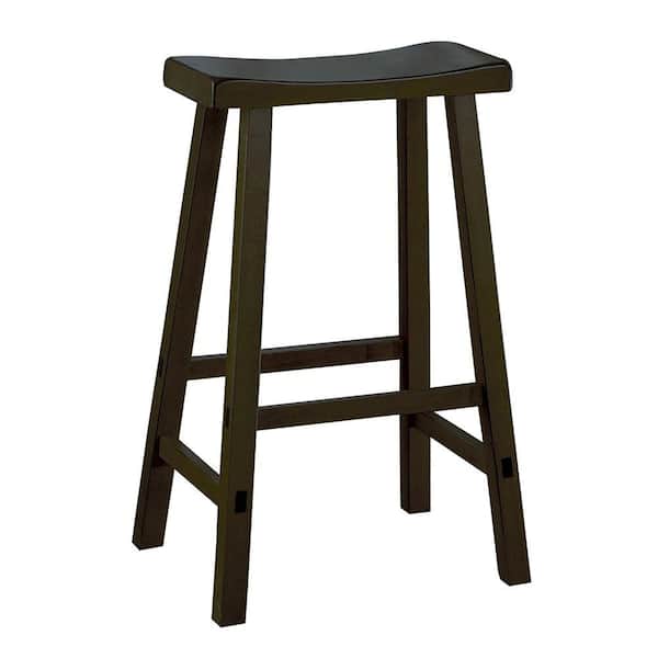Benjara 29 in. H Black Wooden Counter Height Stool with Saddle Seat (Set of 2)