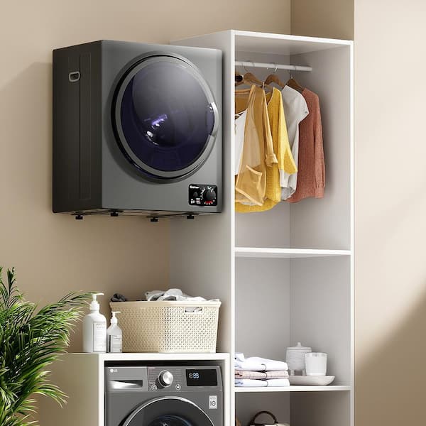 1.5 cu.ft. vented Electric Tumble Compact Laundry Dryer Stainless Steel Wall Mounted in Gray