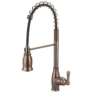 Single Handle Pre-Rinse Spring Pull Down Sprayer Kitchen Faucet in Oil Rubbed Bronze
