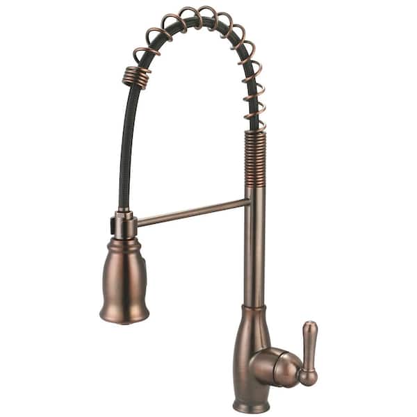OLYMPIA Single Handle Pre-Rinse Spring Pull Down Sprayer Kitchen Faucet in Oil Rubbed Bronze