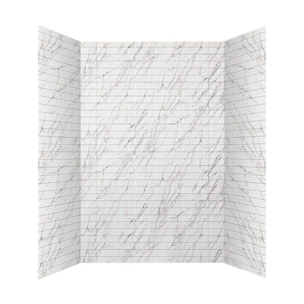 Marble Subway Tile PVC Tub and Shower Wall Panels