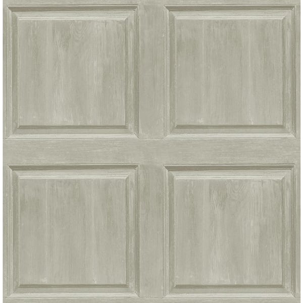 NextWall Arthouse Warm Pewter Washed Faux Panel Vinyl Peel and Stick Wallpaper Roll 30.75 sq. ft.