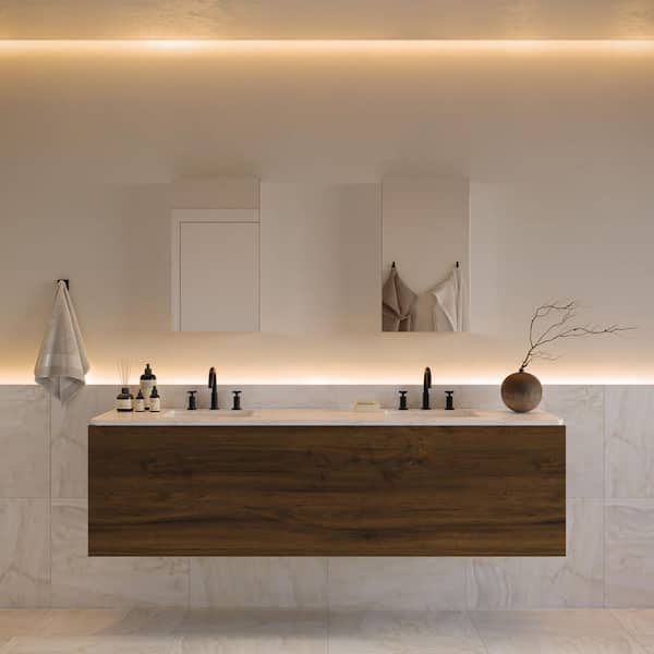 Fresca Senza 15 in. W x 26 in. H Rectangular Anodized Aluminum Medicine Cabinet with Mirror - Recessed or Surface-Mount