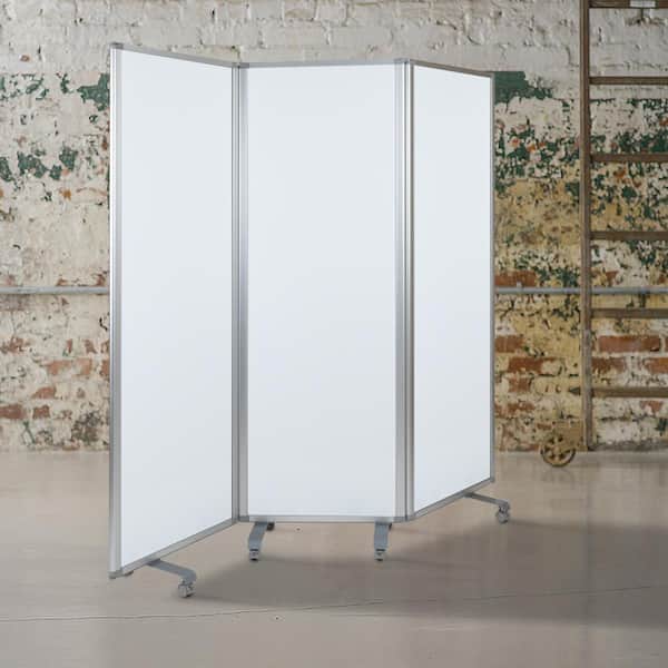 Carnegy Avenue Mobile Magnetic White Board Partition with Lockable Casters 72 in. H x 24 in. W (3-Sections Included)