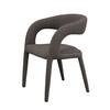 Grey fabric side chair shown from the front.