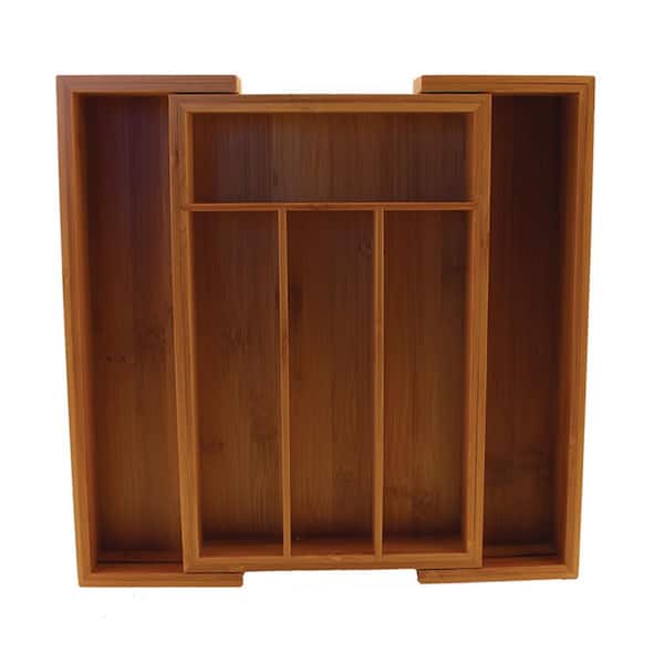 CooknCo 15 in. x 20 in. x 2 in. Bamboo 6-Slot Expanding Flatware Organizer
