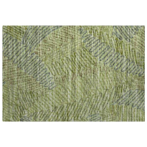Dream Shag Premium Machine Washable Abstract ADS117 Green 2 ft. x 3 ft. Accent Rug
