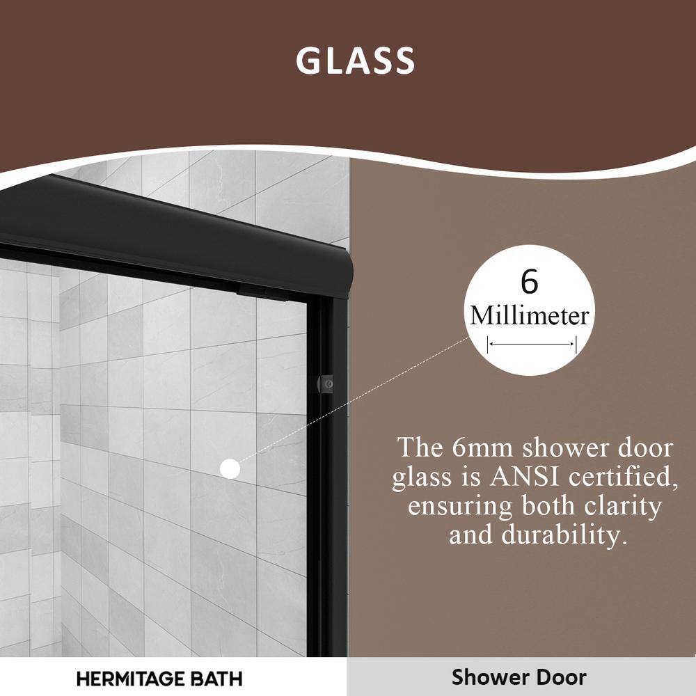 Nepti Matte Black Semi-Frameless Sliding Shower Door with Clear Glass