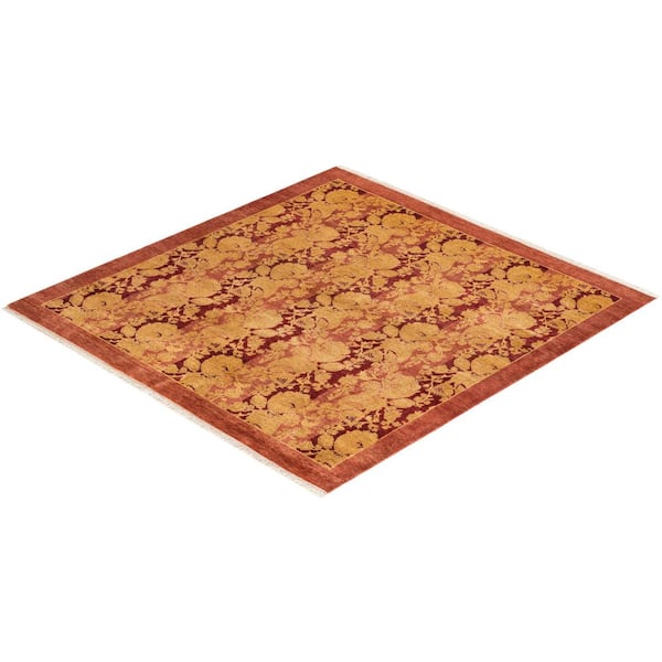 Mogul One-of-a-Kind Traditional Pink 4 ft. 4 in. x 4 ft. 4 in. Abstract Area Rug