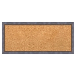 2-Tone Blue Copper Wood Framed Natural Corkboard 32 in. x 14 in. Bulletin Board Memo Board