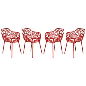 Devon Modern Outdoor Patio Red Stackable Aluminum Outdoor Dining Chair (Set of 2)