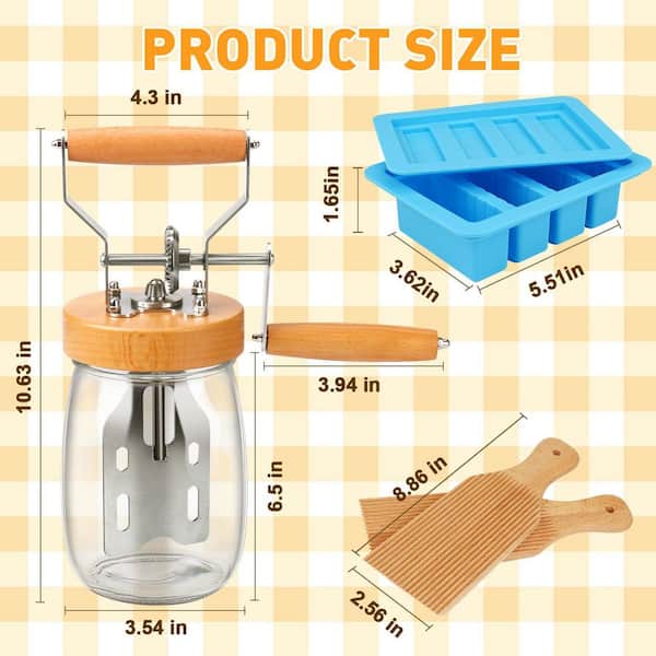 Butter Churner Mason Jar with 2 Paddles, Silicone Mold, Cheese