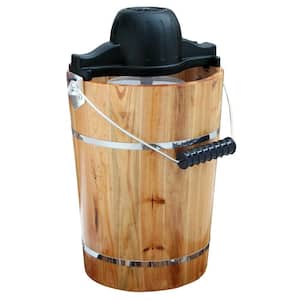6 qt. Pine Ice Cream Maker with Pine Tub, Ice Crusher and Mixing Paddle