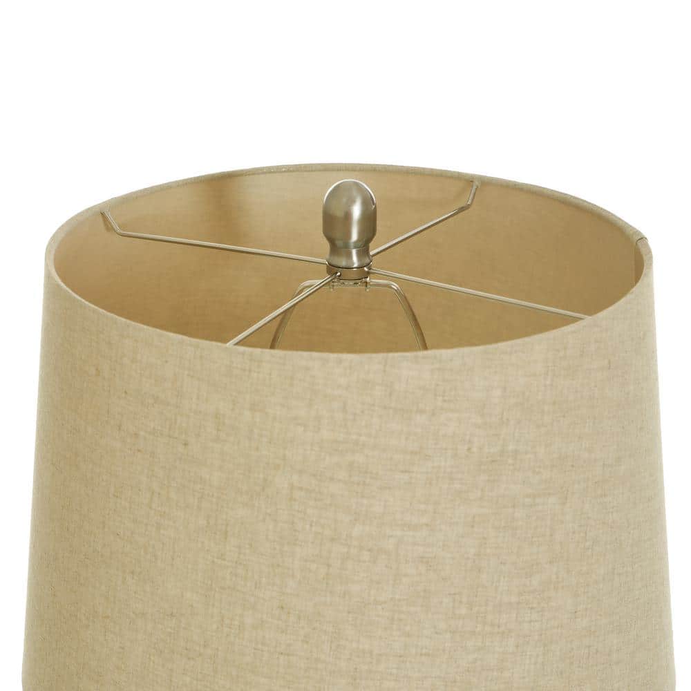 Turquoise Ceramic Table Lamp with Beige Linen Shade