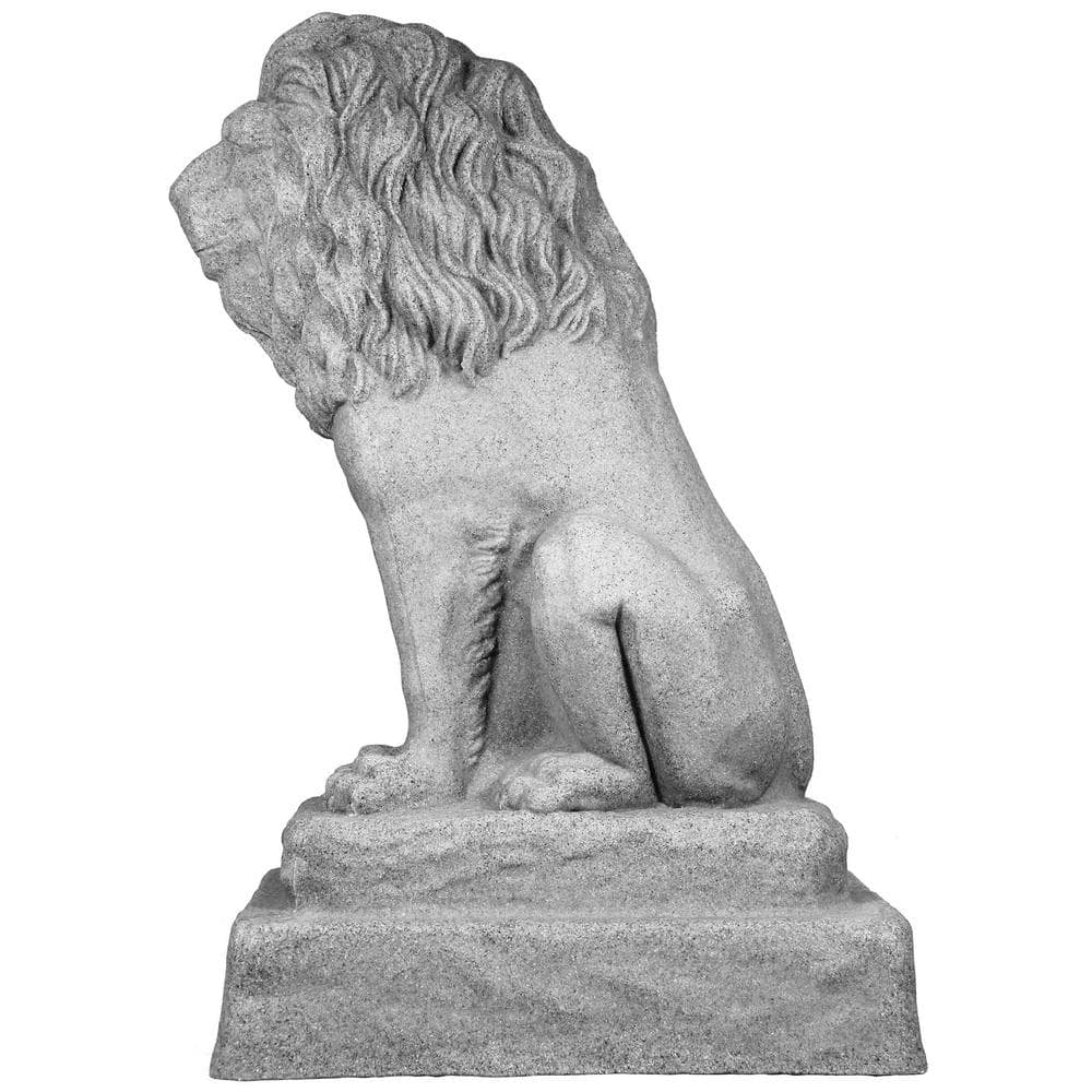 Guardian Lion 28" Natural Granite Resin Garden Statue