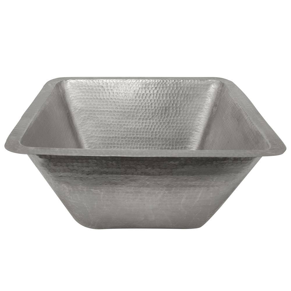 17" Hammered Nickel-Plated Copper Square Bar Sink