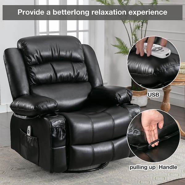 Manual Recliner Armchair PU Leather Lounge Chair w/ Adjustable Leg