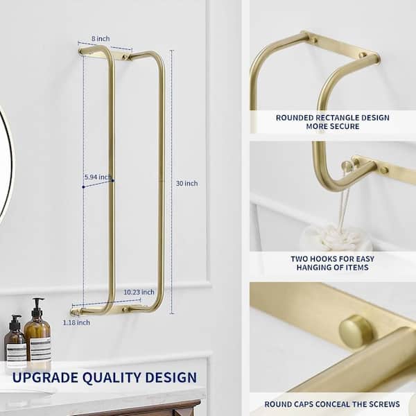 Single Stainless Steel Wall Mounted Towel Rack in Brushed Gold