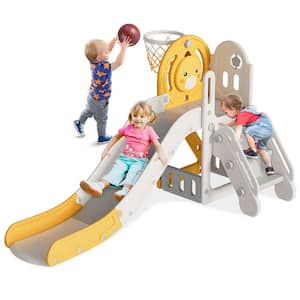Elman 6.1 ft. Yellow 5-in-1 Toddler Slide Indoor Outdoor Backyard Playground Cute Duck Theme Baby Slide Toy
