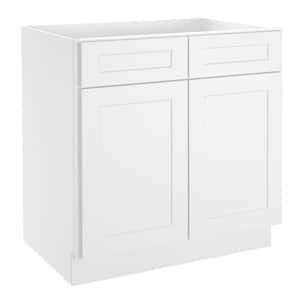 33 in. W x 24 in. D x 34.5 in. H in Shaker White Plywood Ready to Assemble Base Kitchen Cabinet with 2-Drawers 2-Doors
