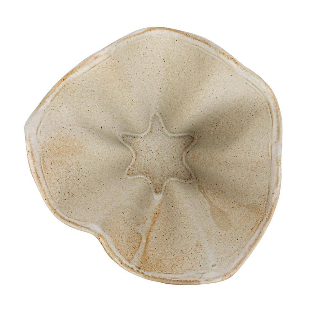Cream Ceramic Ruffled Stoneware Bowl, 7.5-inch