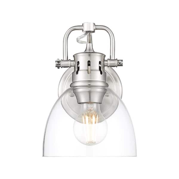 Duncan 8.25 in. 1 Light Pewter Vanity Light with Clear Glass Shade