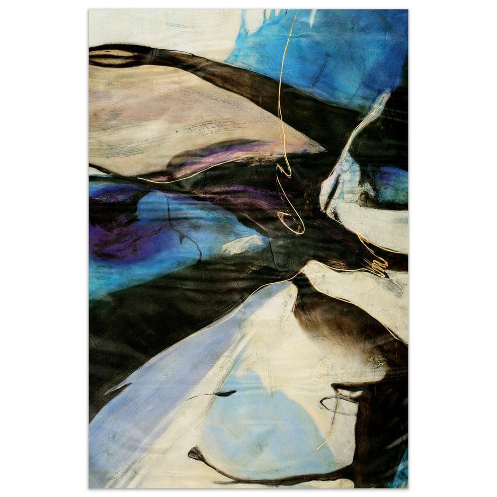 Motivos Abstract Blue and Purple Tempered Glass Wall Art, 32" x 48"