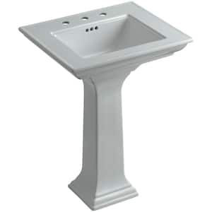 Memoirs Stately Ceramic Pedestal Bathroom Sink Combo in Ice Grey with Overflow Drain