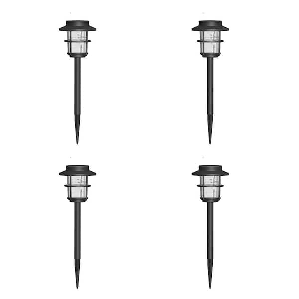 Hampton Bay 15 Lumens Mariner Bronze Integrated LED Outdoor Solar Path Light with Vintage Water Glass (4-Pack)